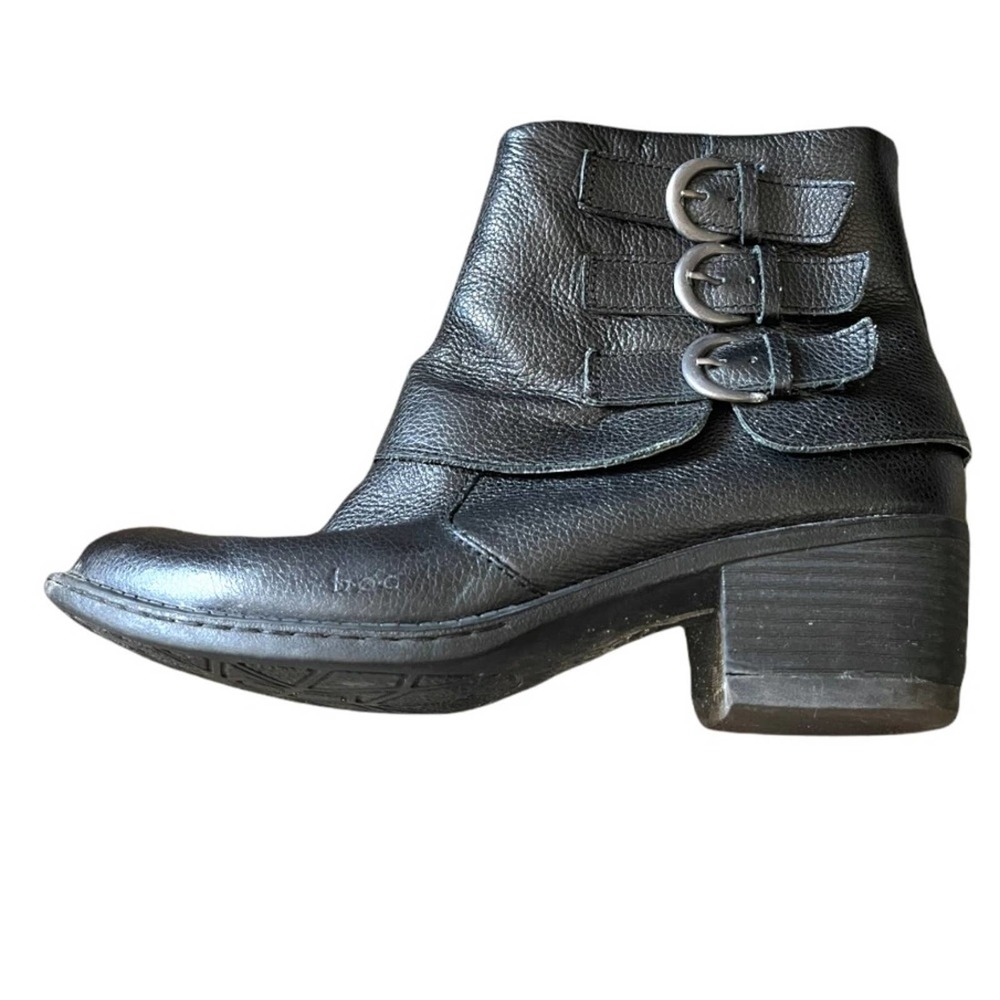 B.o.c. Black Leather Buckle Booties, SZ 9